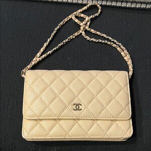 Cream Quilted Crossbody Bag